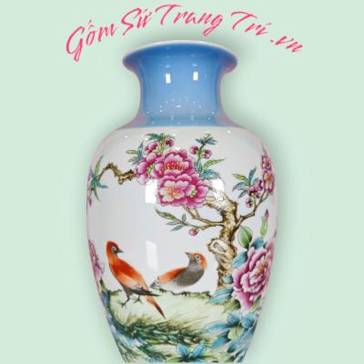 BÌNH SỨ MEN NGỌC - CHIM HOA MẪU ĐƠN